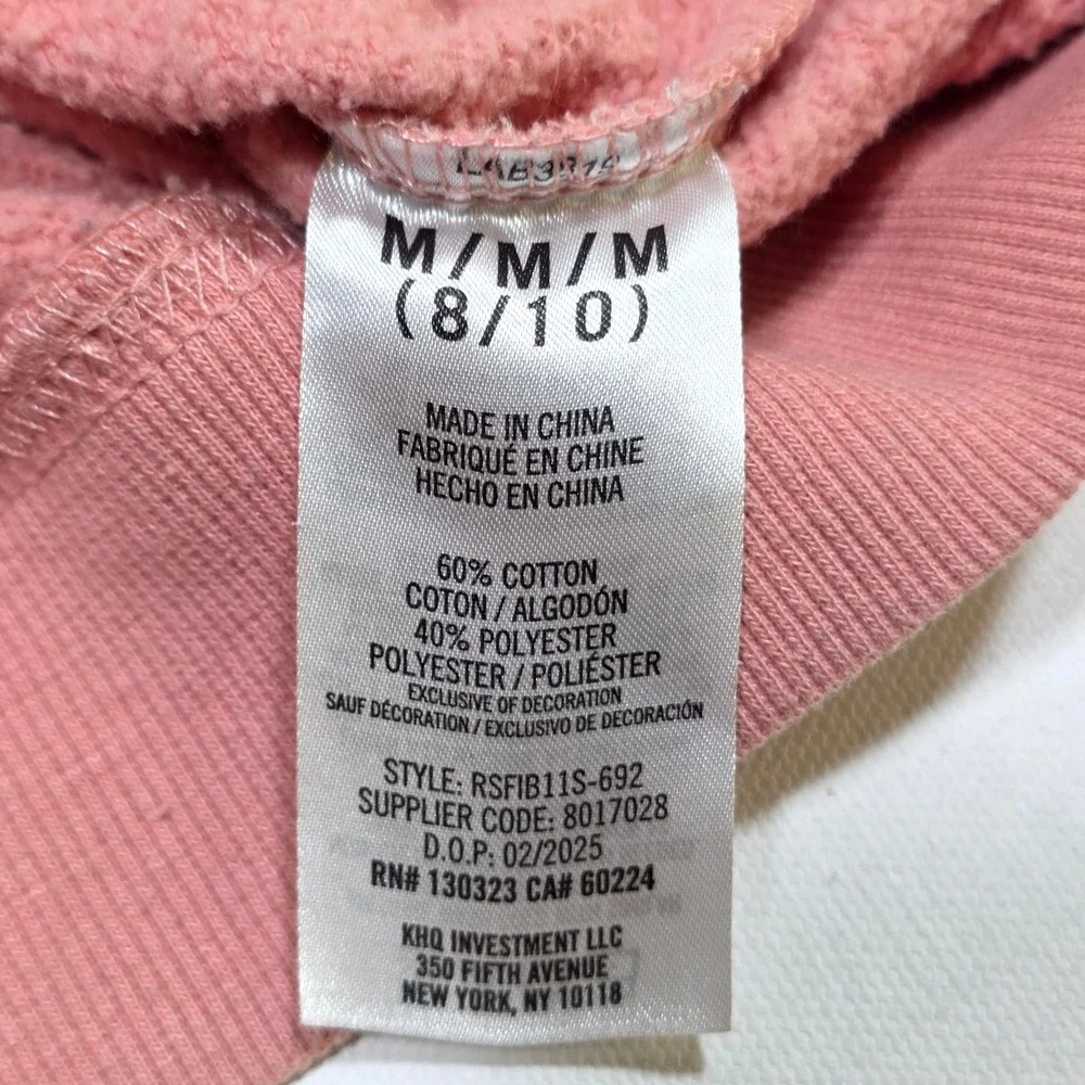 Roxy Sweatshirt Girls Medium 8/10 Pink Take Me To The Tropics Hibiscus RSFIB11S